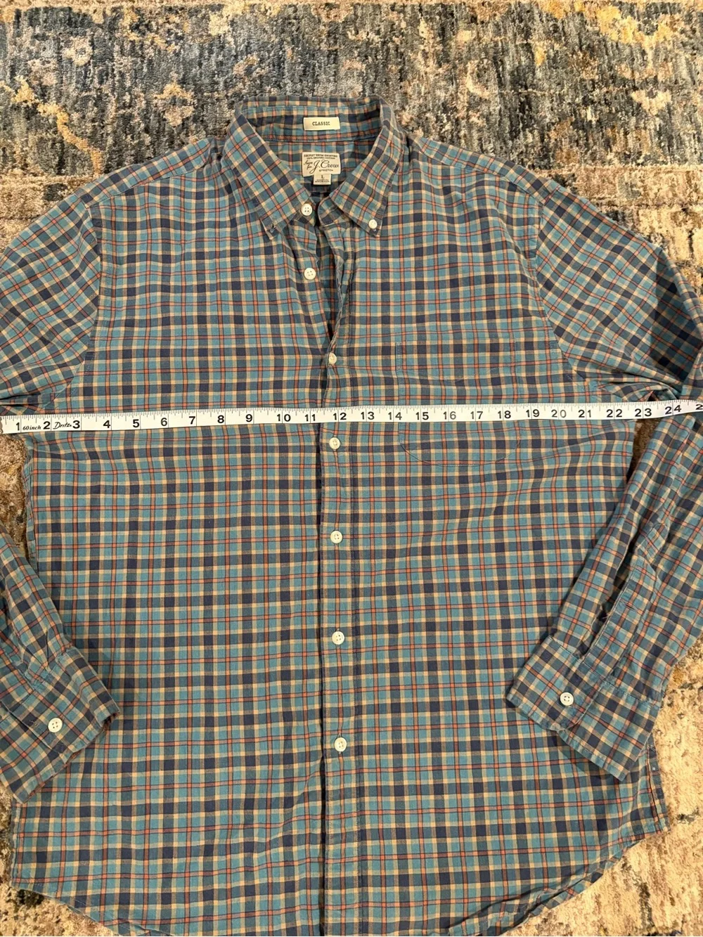 J.Crew Men’s Classic L Plaid Long Sleeve Button-Down Shirt Organic Cotton Blue